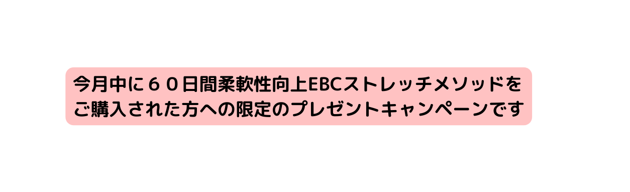今月中に60日間柔軟性向上EBCストレッチメソッドを ご購入された方への限定のプレゼントキャンペーンです